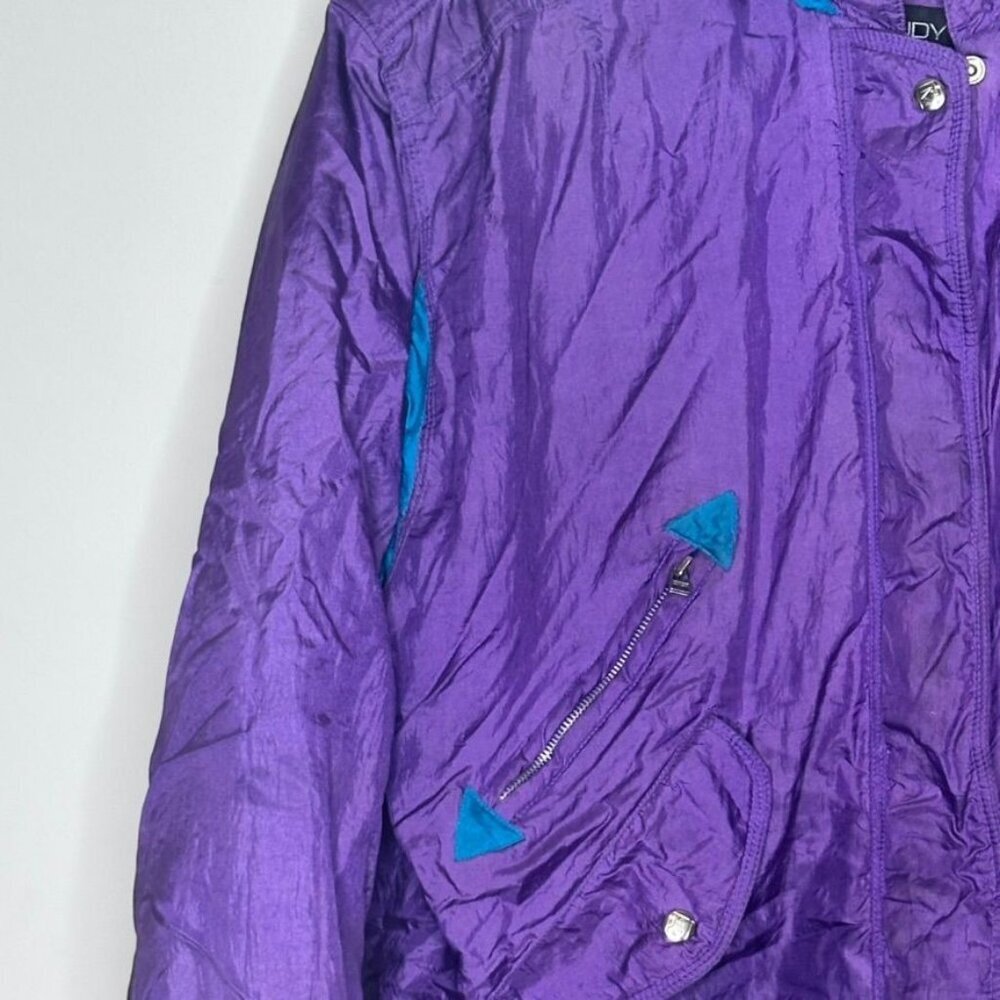 Vintage Andy Johns Puffy Purple Nylon Jacket Womens L 80s Retro Kidcore Bright - Picture 8 of 14
